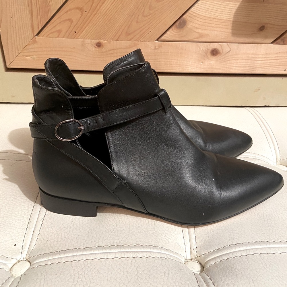 RED Valentino Black Leather Ankle Boots